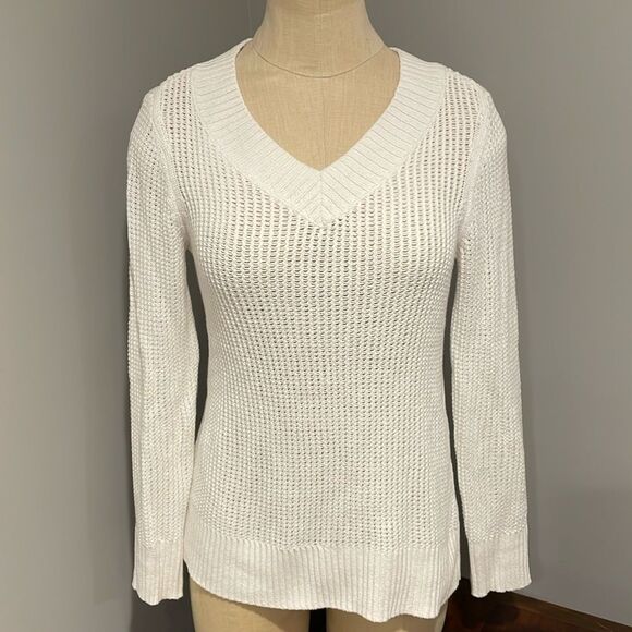 Talbots Long Sleeve Cotton Crochet Sweater Size XS - Picture 1 of 10